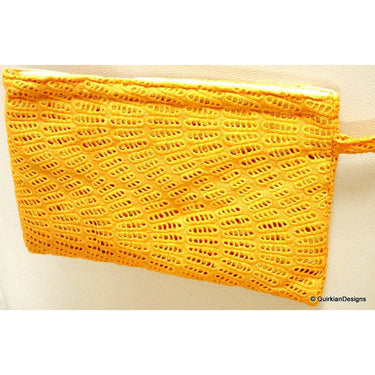 Yellow Clutch Purse, Cotton Fabric Purse